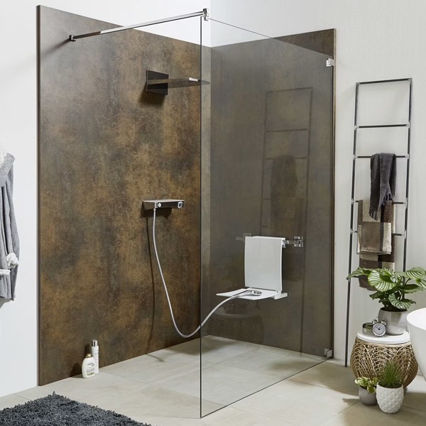 SPRINZ Rocky-Line I Walk-in Duschabtrennung, 1400 x 2100, rahmenlos, verschiedene Profilfarben, IE31.2