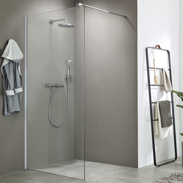 SPRINZ Rocky-Line I Walk-in Duschabtrennung, 1400 x 2100, teilgerahmt, verschiedene Profilfarben, IP31.2