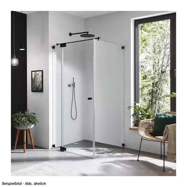 SPRINZ Rocky-Line O Duschabtrennung 1000 x 1000 x 2000, Pendeltür oder Drehtür mit Festteil, eine Seitenwand, verschiedene Profilfarben, O11.0
