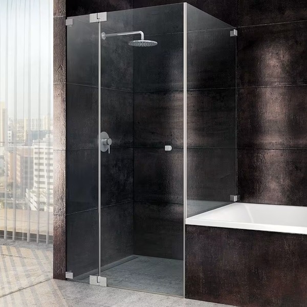 SPRINZ Rocky-Line O Duschabtrennung 900 x 900 x 2000, Fronteinstieg, Pendeltür oder Drehtür mit Festteil, verkürzte Seitenwand, verschiedene Profilfarben, O12.9