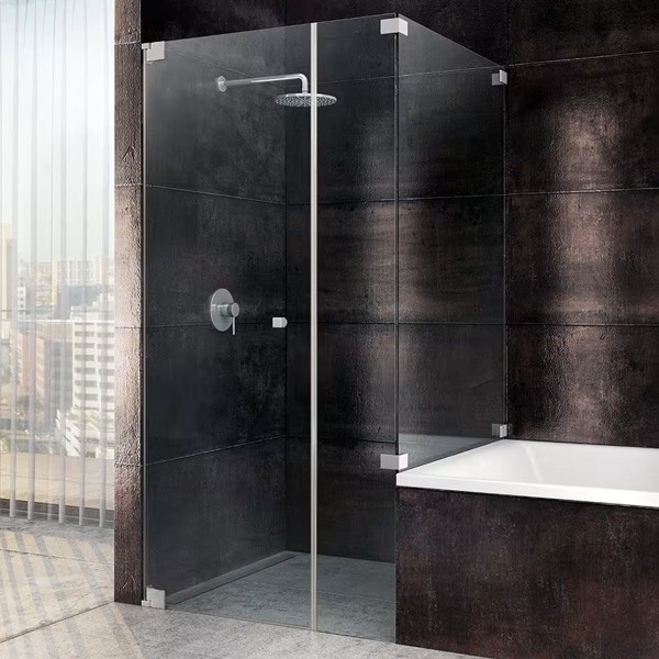SPRINZ Rocky-Line O Duschabtrennung 900 x 900 x 2000, Fronteinstieg, Pendeltür oder Drehtür mit Festteil, verkürzte Seitenwand, verschiedene Profilfarben, O18.9