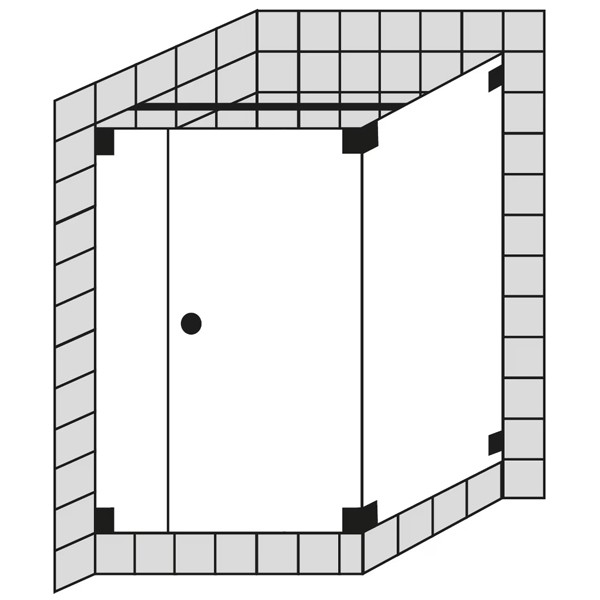 SPRINZ Rocky-Line O Duschabtrennung 900 x 900 x 2000, Pendeltür mit Festteil, eine Seitenwand, verschiedene Profilfarben, O19.8