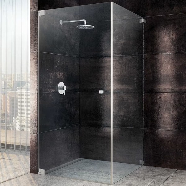 SPRINZ Rocky-Line O Duschabtrennung 900 x 900 x 2000, Pendeltür oder Drehtür ohne Festteil, eine Seitenwand, verschiedene Profilfarben, O13.9