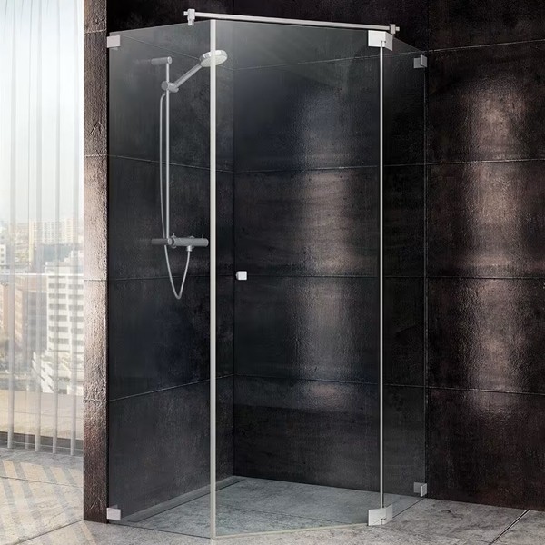 SPRINZ Rocky-Line O Duschabtrennung, Fünfeckdusche, Eckeinstieg mit Pendel- oder Drehtür und zwei Festteilen, 900 x 900 x 2000, verschiedene Profilfarben, O51.9