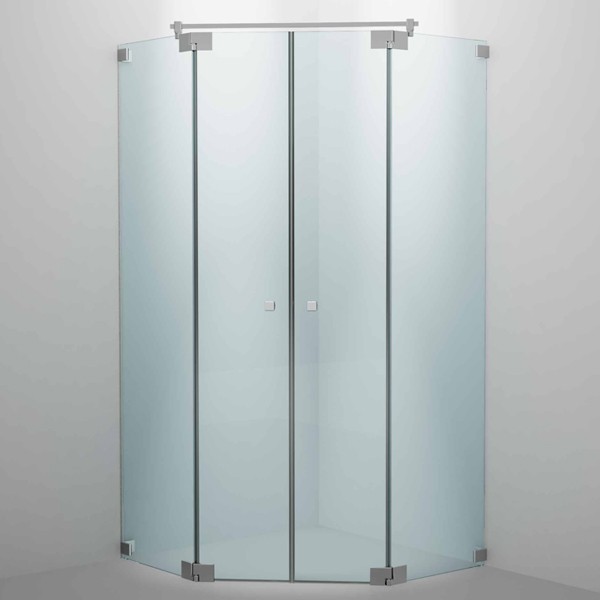 SPRINZ Rocky-Line O Duschabtrennung, Fünfeckdusche, Eckeinstieg mit Pendeltüren und zwei Festteilen, 1000 x 1000 x 2000, verschiedene Profilfarben, O52.0