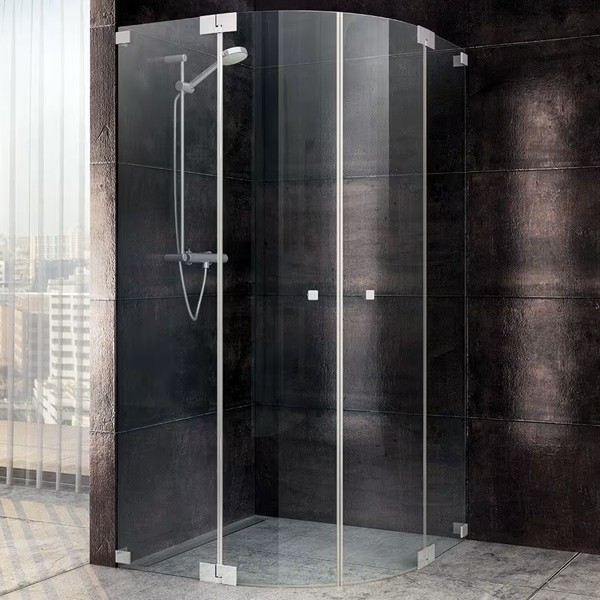 SPRINZ Rocky-Line O Duschabtrennung, Viertelkreisdusche, mit Pendeltüren und zwei Festteilen, für Wannenradius 520 - 530 mm, 1000 x 1000 x 2000, verschiedene Profilfarben, O25.4