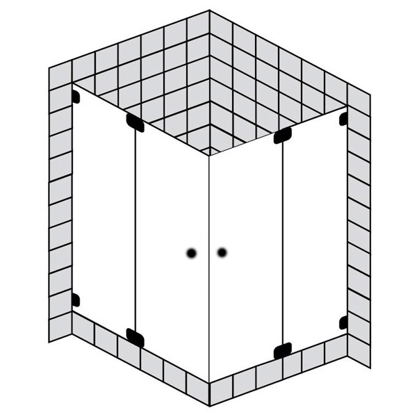 Sprinz Tansa Schiebetür Eckeinstieg mit Festfeldern, ESG kristall hell, 1200x1200x2000 mm, schwarz matt TA489.5SM