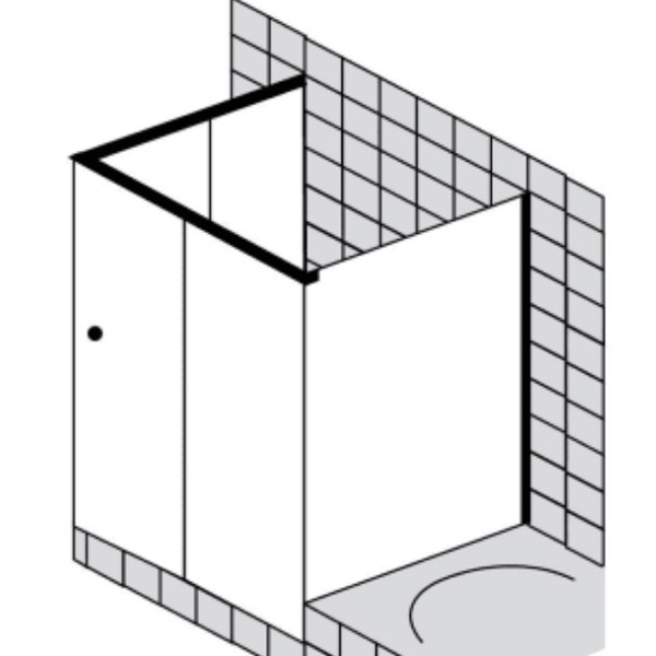 Sprinz Tansa Schiebetür Eckeinstieg mit Festfeldern und Seitenwand verkürzt, ESG kristall hell, 1000x1000x2000 mm, schwarz matt TA487.3SM