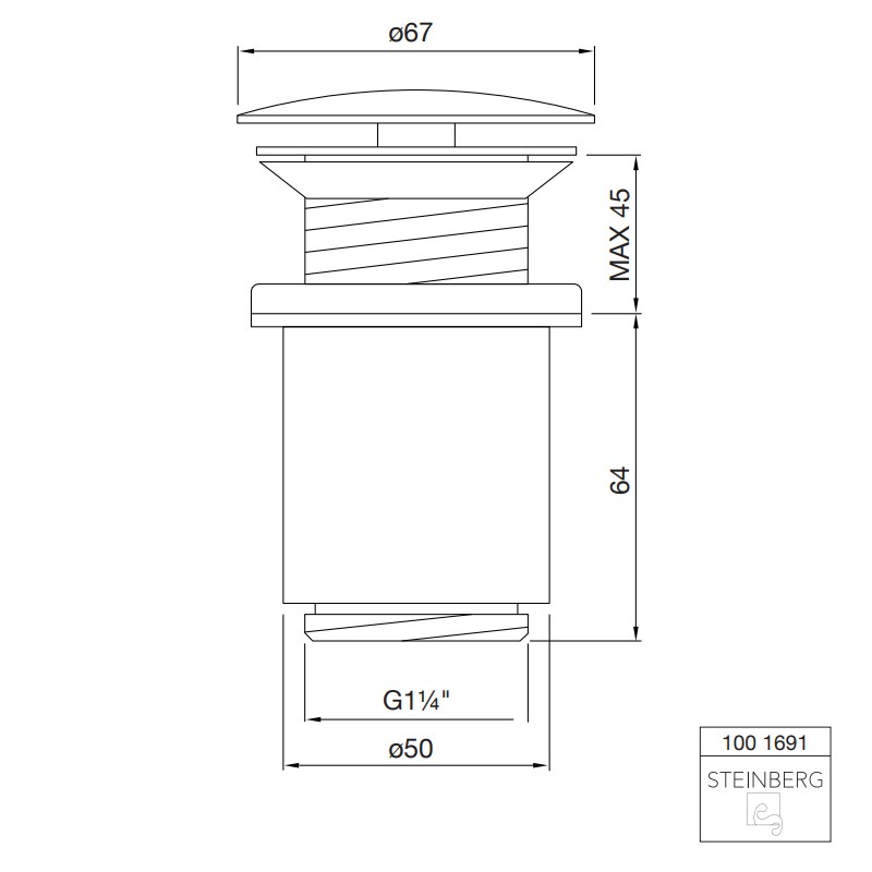 Steinberg Serie 100 Ablaufgarnitur mit Druckverschluss, chrom