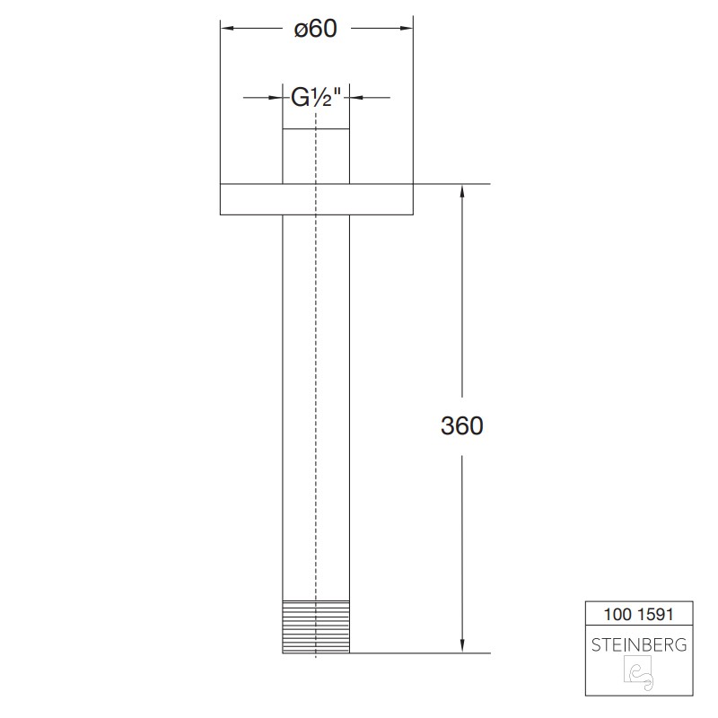 Steinberg Serie 100 Brausearm für Deckenmontage, Länge: 360 mm, chrom