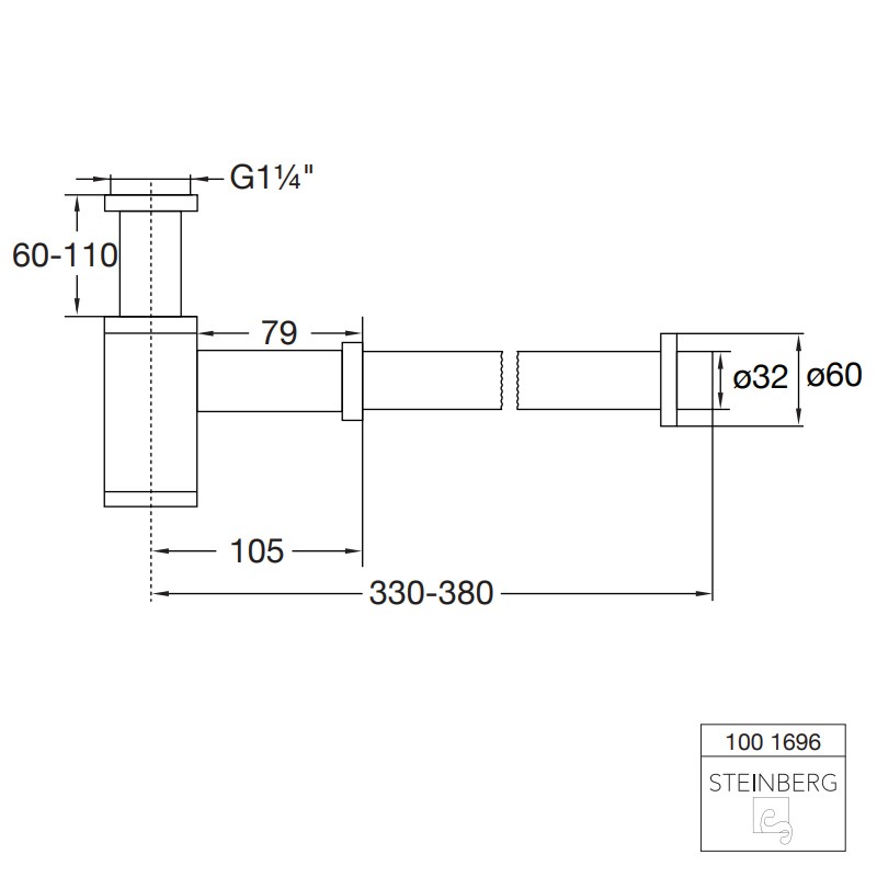 Steinberg Serie 100 Design-Siphon, chrom