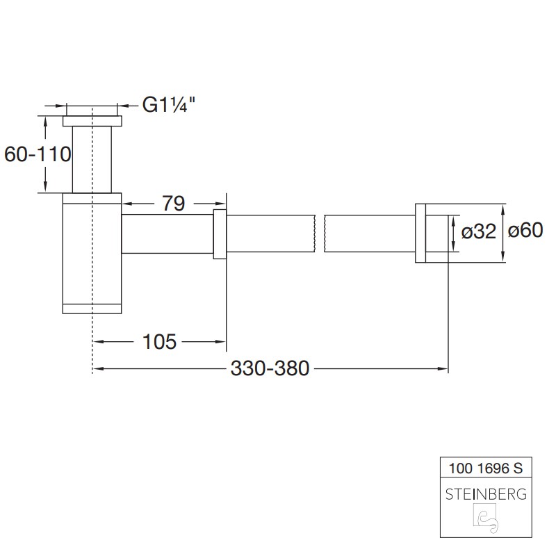 Steinberg Serie 100 Design-Siphon, matt schwarz