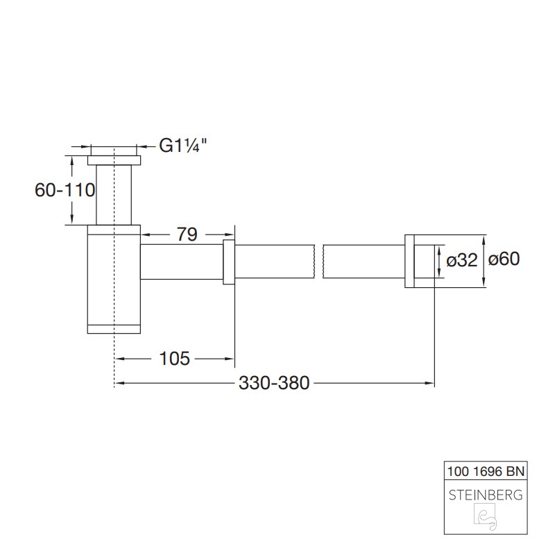 Steinberg Serie 100 Design-Siphon, nickel gebürstet