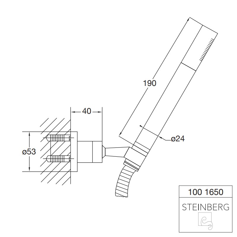 Steinberg Serie 100 Handbrause mit Wandhalter und Metallbrauseschlauch, chrom