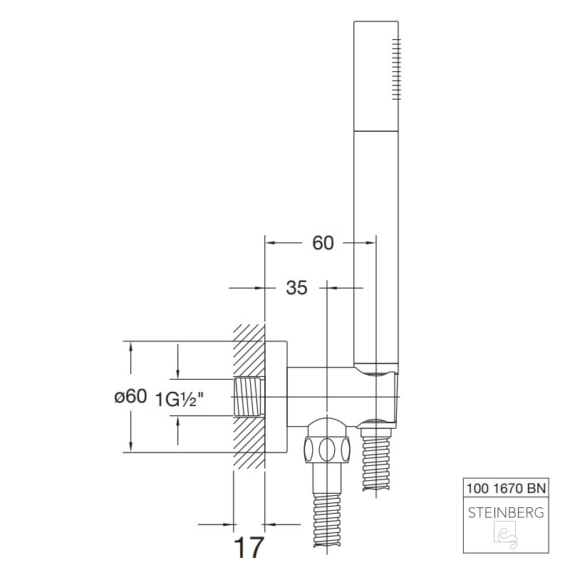 Steinberg Serie 100 Handbrausegarnitur, nickel gebürstet