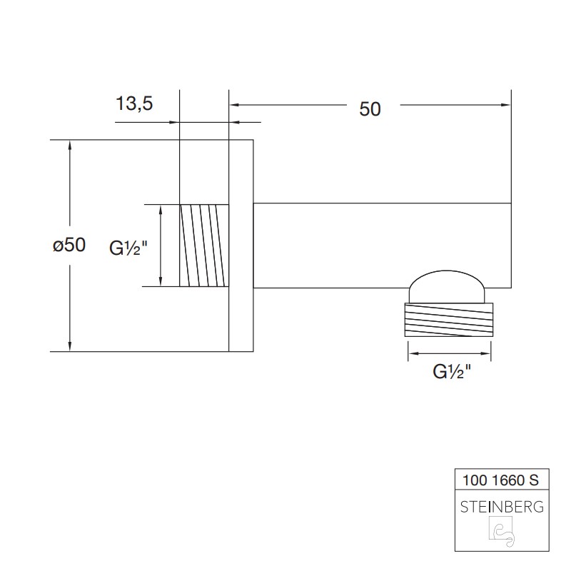 Steinberg Serie 100 S Brauseanschlussbogen 1/2″, matt schwarz