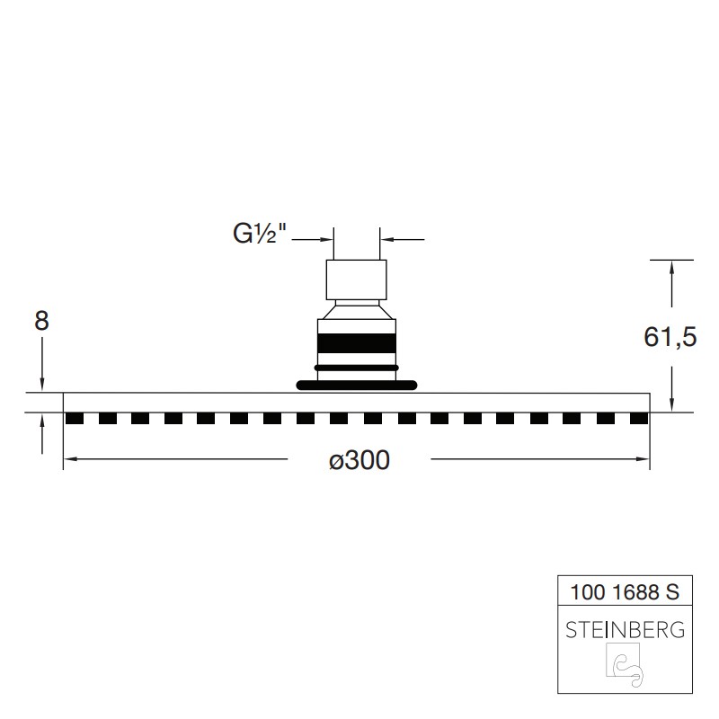 Steinberg Serie 100 S "Rain Shower" Regenbrause  Ø 300 mm X 8 mm, mit "Easy-clean" system, matt schwarz