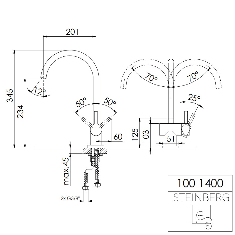 Steinberg Serie 100 Spültisch-Einhebelmischer, chrom