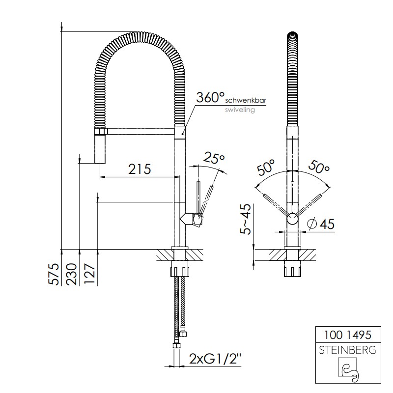 Steinberg Serie 100 Spültisch-Einhebelmischer, chrom