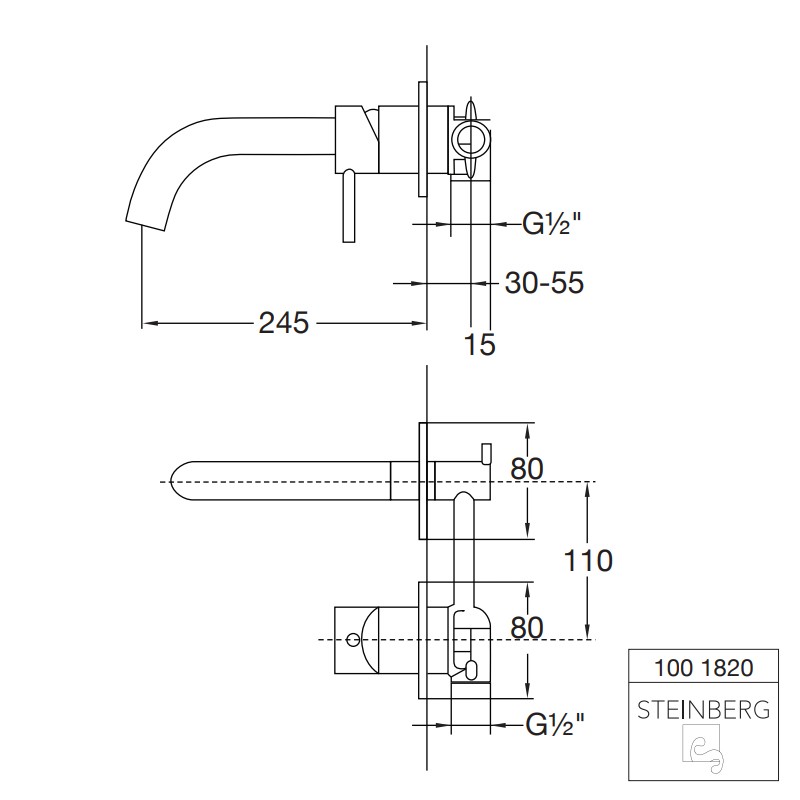 Steinberg Serie 100 Waschtisch-Wand-Einhebelmischer, chrom