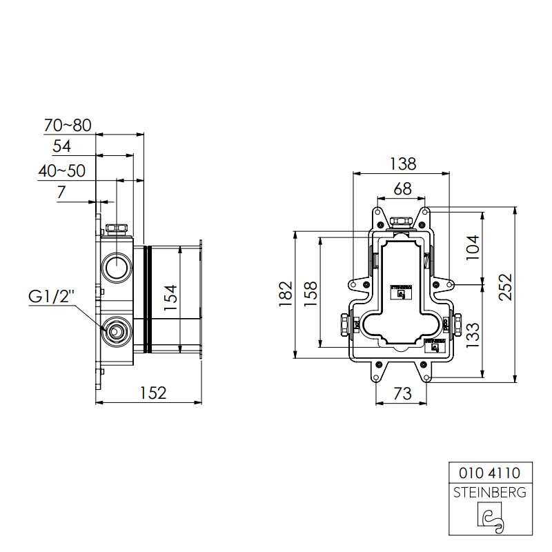 Steinberg UP  Unterputz-Einbaukörper 1/2" für Thermostate