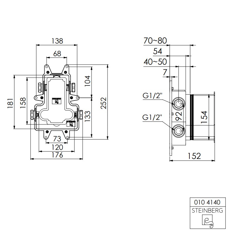 Steinberg UP Unterputz-Einbaukörper 1/2" für Thermostate