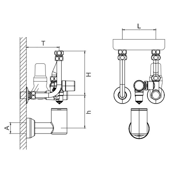 SYR/KWC Sicherheitsgruppe 324/KV40 mit Druckminderer DN15 6bar ohne Mischer verchromt