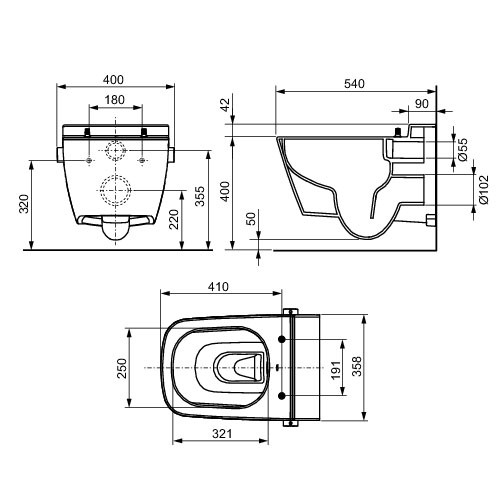 TECE one WC-Keramik mit Duschfunktion Tiefspüler, weiß 9700200