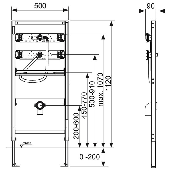 TECEbase Urinalmodul m. Spülergehäuse U1 BH 1120 mm