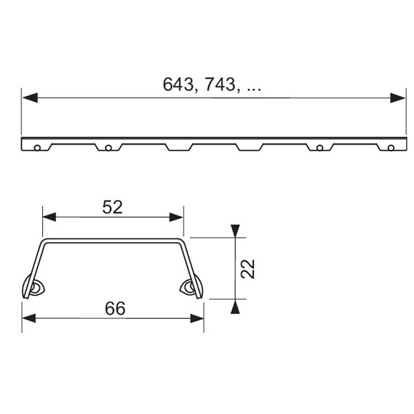 TECEdrainline Designrost "steel II" 1000 mm Edelstahl poliert, gerade