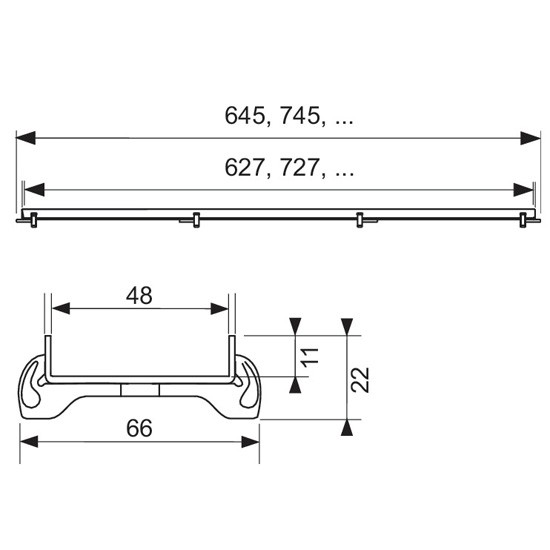 TECEdrainline Fliesenmulde "plate" 900 mm Edelstahl, gerade
