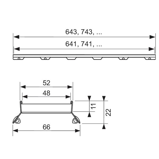 TECEdrainline Fliesenmulde "plate II" 700 mm Edelstahl, gerade