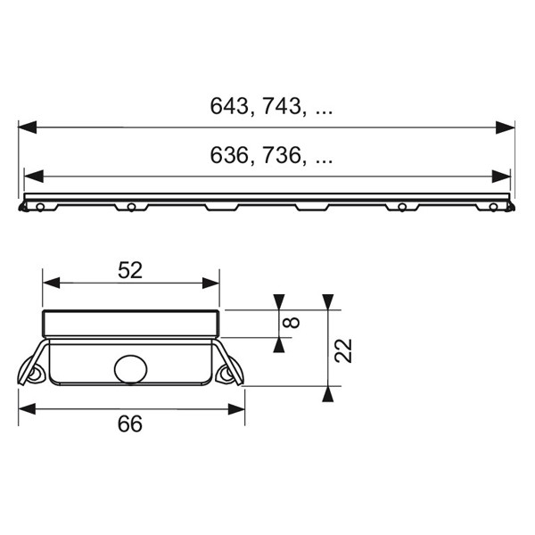 TECEdrainline Glasabdeckung, schwarz satiniert, 800 mm