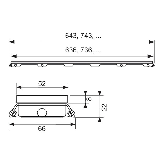 TECEdrainline Glasabdeckung schwarz 1200 mm Edelstahl pol., gerade