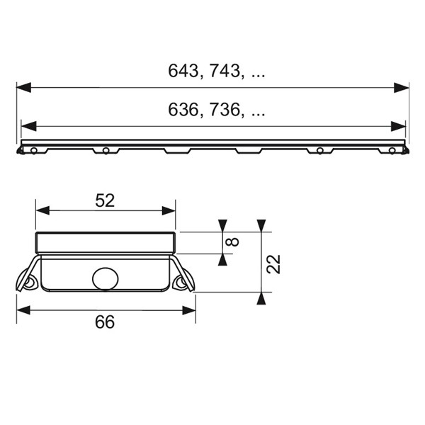 TECEdrainline Glasabdeckung, weiß satiniert, 1500 mm