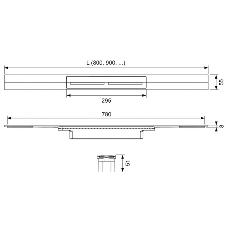 TECEdrainprofile Duschprofil, 1200 mm, Edelstahl, "Brushed Black Chrome"