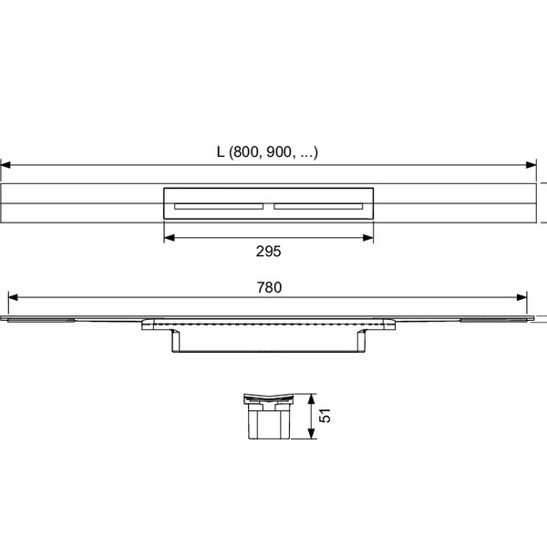 TECEdrainprofile Duschprofil, 1200 mm, Edelstahl gebürstet