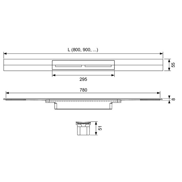 TECEdrainprofile Duschprofil, 1600 mm, Edelstahl gebürstet