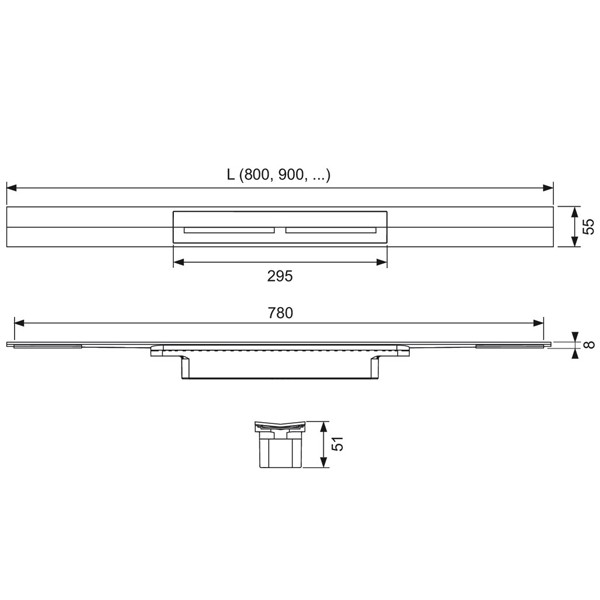 TECEdrainprofile Duschprofil, 800 mm, Edelstahl gebürstet