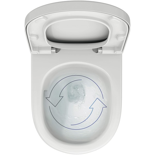 TECEloft Set, Keramik mit cyclon flush und WC-Sitz im klassisch-hohen Design