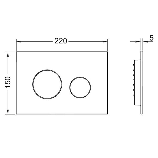 TECEloop WC-Betätigungsplatte Kunststoff für Zweimengentechnik, schwarz matt