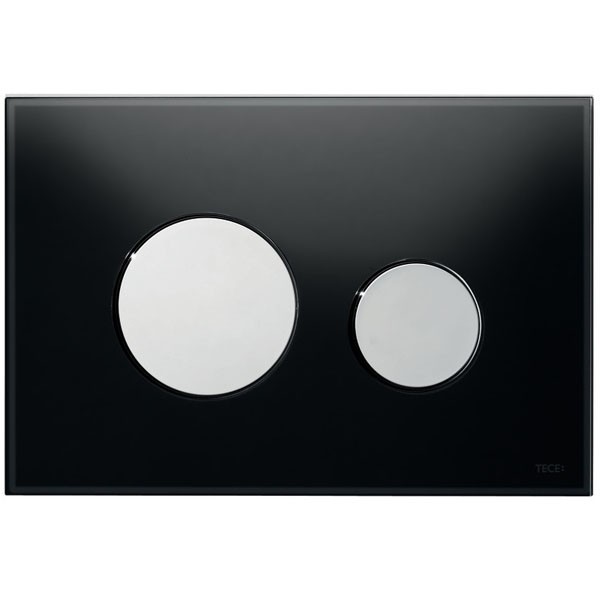 TECEloop WC-Betätigungsplatte Glas schw. T. Chr. glzd. Zweimengentech.
