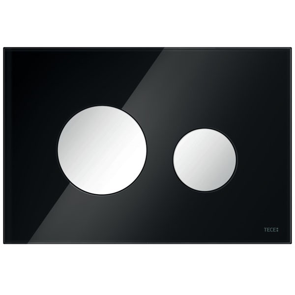 TECEloop WC-Betätigungsplatte Glas schwarz Tasten weiß Zweimengentech.