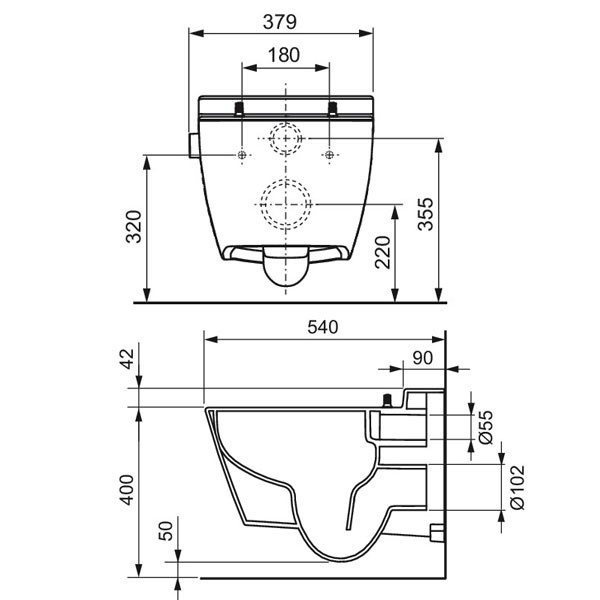 TECEone WC-Keramik mit Duschfunktion, Kaltwasser