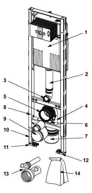 TECEprofil WC-Modul mit Compact 320-Spülkasten, Bauhöhe 1120 mm