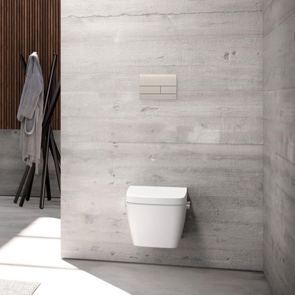 TECEsquare II WC-Betätigungsplatte Zweimengentechnik, Glas sandbeige sat.