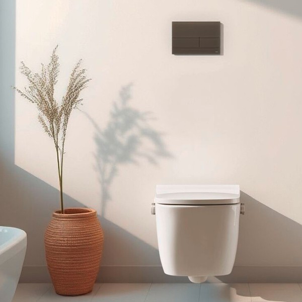 TECEsquare II WC-Betätigungsplatte Zweimengentechnik, Glas schw. satiniert