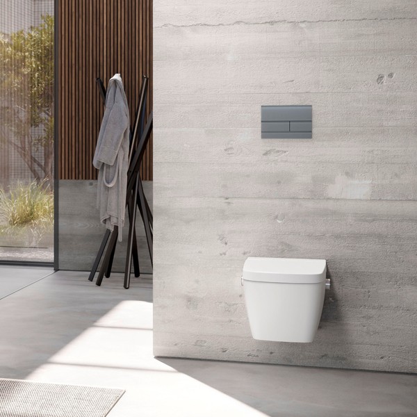 TECEsquare II WC-Betätigungsplatte Zweimengentechnik, Glas signalgr. sat.