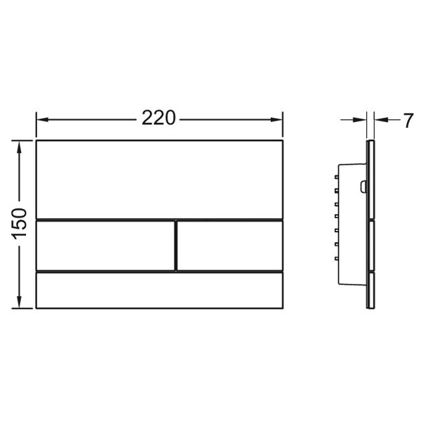 TECEsquare II WC-Betätigungsplatte Zweimengentechnik, Glas signalgr. sat.