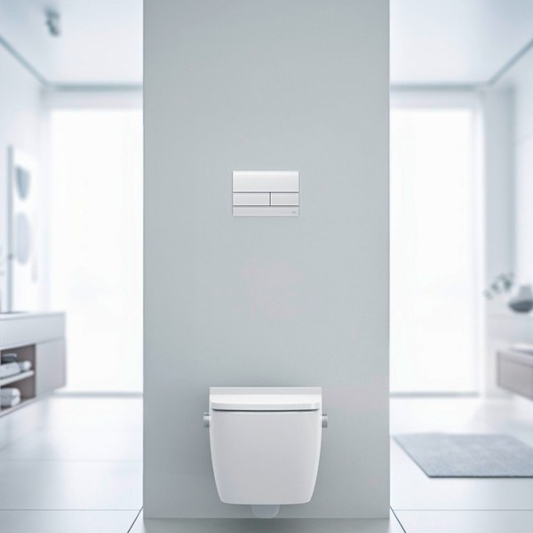 TECEsquare II WC-Betätigungsplatte Zweimengentechnik, Glas weiß satiniert